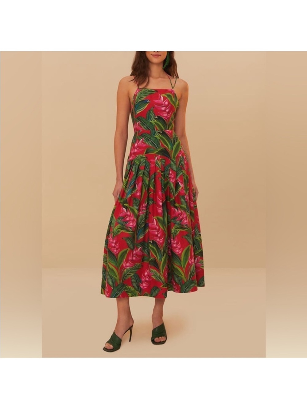 DREAM GARDEN RED STRAPPY MAXI DRESS